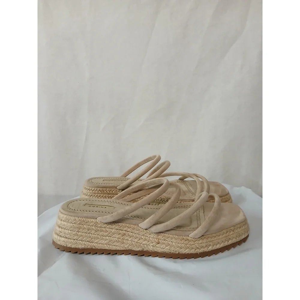 Beige Espadrille Platform Sandals